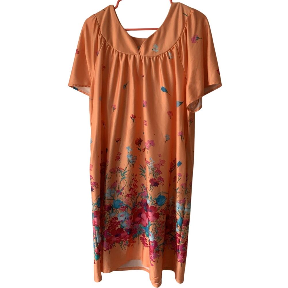 Vintage Anthony Richards Women Lounge House Muu Muu Dress Peach Size 1X